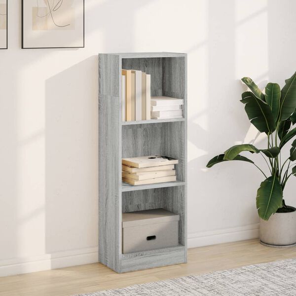 vidaXL Bookcase Gray Sonoma Engineered Wood Tall Bookcase Rectangular