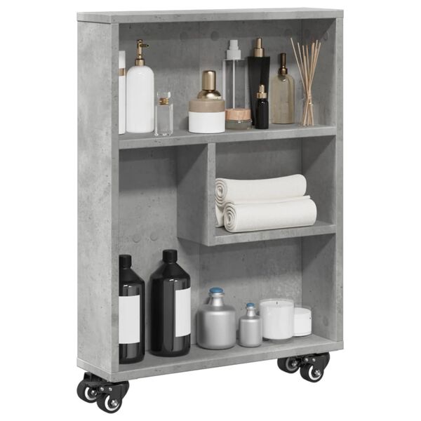 vidaXL Narrow Storage Trolley Concrete Grey Engineered Wood Narrow