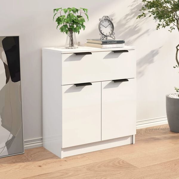 vidaXL Sideboard High gloss white Engineered wood Medium Sideboard