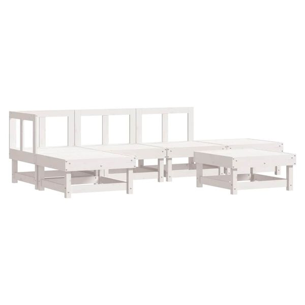 vidaXL Garden Lounge Set White Solid pine wood, Plywood Medium Modular