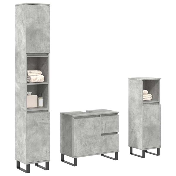 vidaXL Bathroom Furniture Set Concrete Grey Engineered Wood, Iron