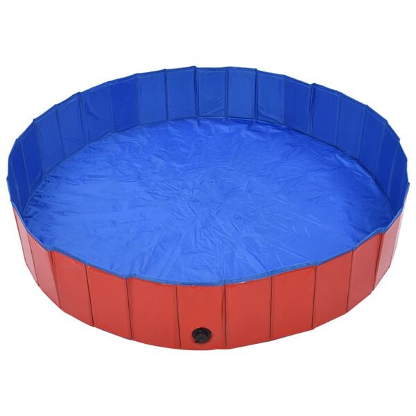 vidaXL Dog Swimming Pool Red PVC 63 x 11.8 in Foldable