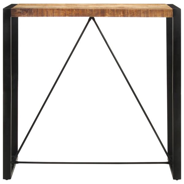 vidaXL Bar Table Rough Mango Wood, Black Solid Rough Mango Wood, Iron