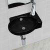 vidaXL Ceramic Bathroom Sink Basin Faucet/Overflow Hole Black Round