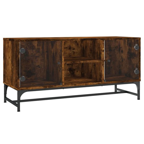 vidaXL TV Cabinet Smoked oak Engineered wood, glass, steel TV Cabinet