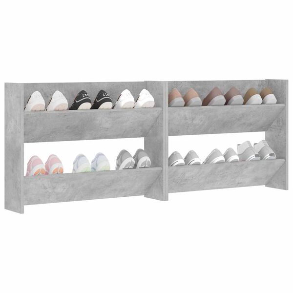 vidaXL Wall Shoe Cabinets 2 pcs Concrete Gray 31.5"x7.1"x23.6" Engineered Wood