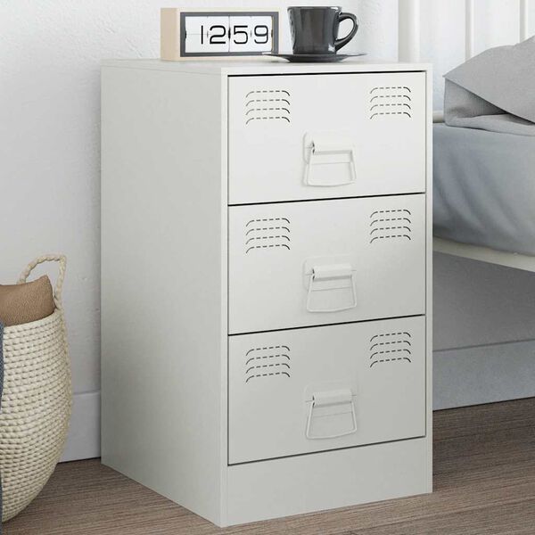 vidaXL Bedside Cabinet White Cold-rolled steel Medium Bedside Cabinet