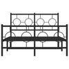 vidaXL Bed Frame Black Steel Double Bed Frame Rectangular Industrial