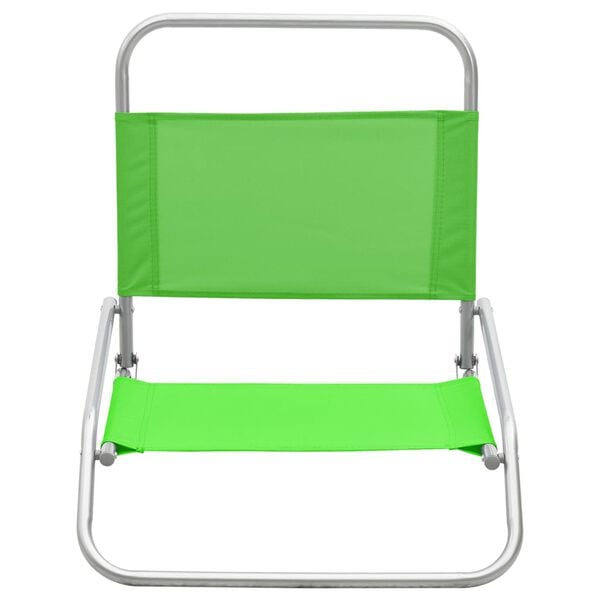 vidaXL Beach Chair Set of 2 Green Oxford fabric with PE coating, steel