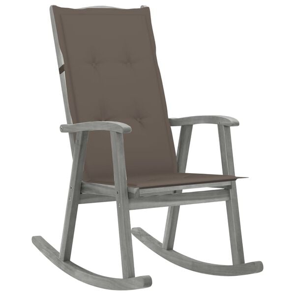 vidaXL Wooden Rocking Chair Grey Solid acacia wood Medium