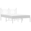 vidaXL Bed Frame White Steel Double Bed Frame Rectangular Modern