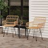 vidaXL Garden Chair Set of 2 Brown Steel, Polyethylene Rattan Medium