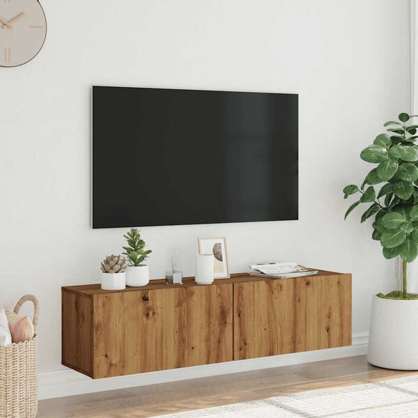 vidaXL TV Cabinet Artisan Oak Engineered Wood 47.2x11.8x11.8 in
