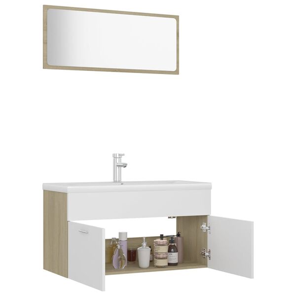vidaXL Bathroom Furniture Set White and sonoma oak