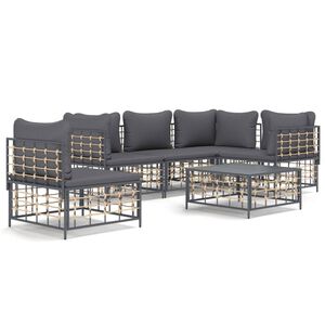 vidaXL Garden Lounge Set Charcoal Poly rattan Large Modular