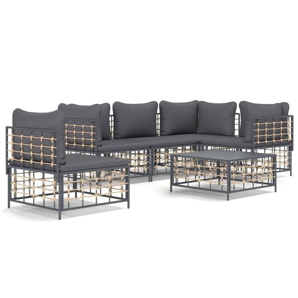 vidaXL Garden Lounge Set Charcoal Poly rattan Large Modular
