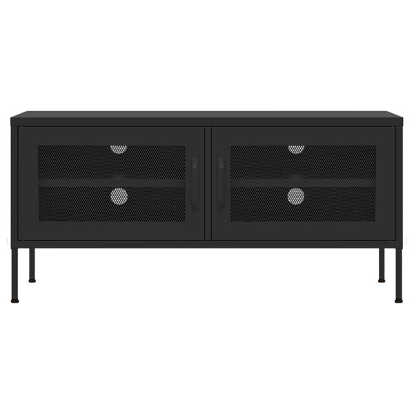 vidaXL TV Cabinet Black Steel 41.3 x 13.8 x 19.7 in Levelers