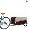 vidaXL Bike Trailer Black and Orange 99.2 lb Iron
