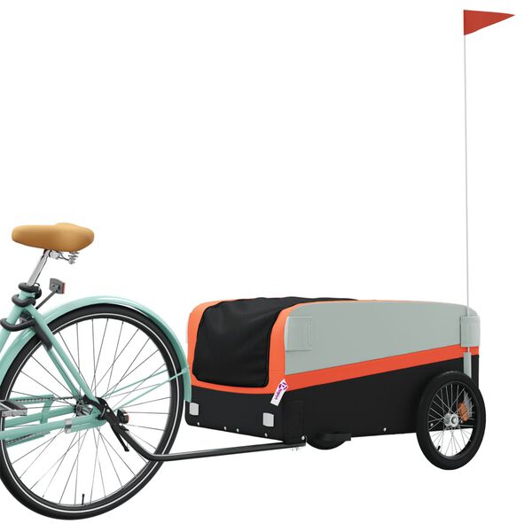 vidaXL Bike Trailer Black and Orange 99.2 lb Iron