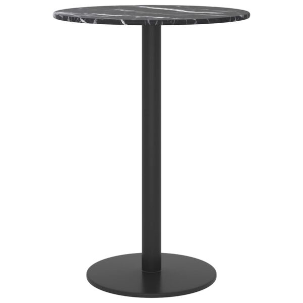 vidaXL Table Top Black with white marble design Tempered glass