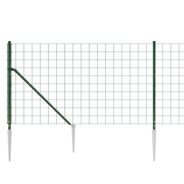vidaXL Wire Mesh Fence with Spike Anchors Green 2.6‘x32.8‘