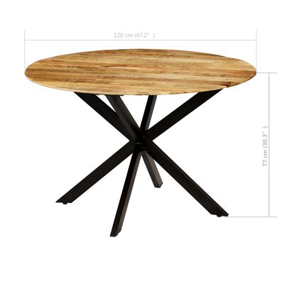 vidaXL Dining Table Solid Rough Mango Wood and Steel 47.2"x30.3"