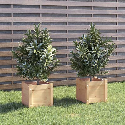 vidaXL Garden Planters 2 pcs 12.2"x12.2"x12.2" Solid Wood Pine