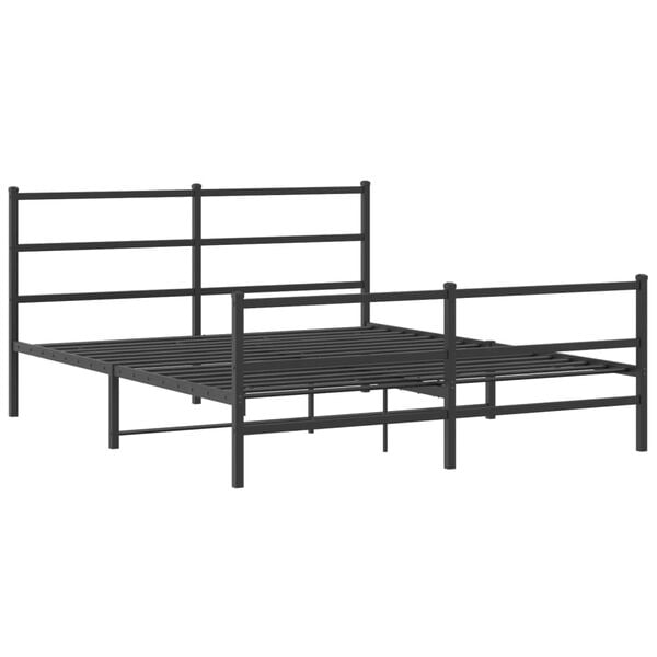 vidaXL Bed Frame Black Powder-Coated Steel 60x79 in Bed Frame