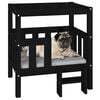 vidaXL Dog Bed Black Solid Pine Wood Medium Durable Dog Bed