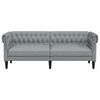 vidaXL Chesterfield Sofa Light Grey 100% Polyester, Plywood, Solid Wood