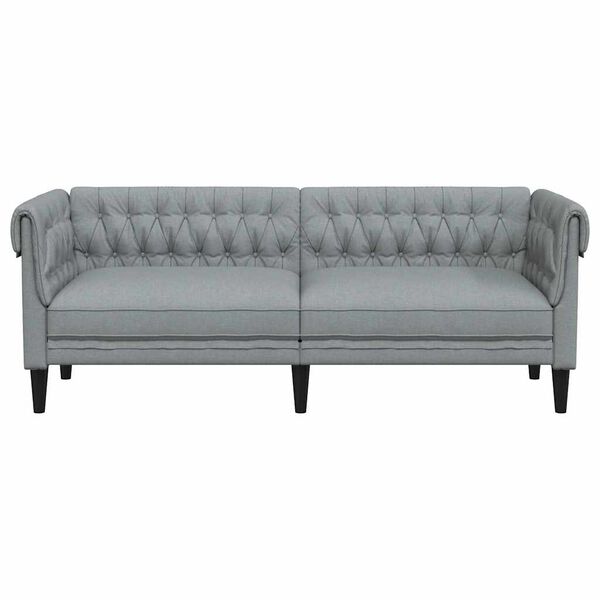 vidaXL Chesterfield Sofa Light Grey 100% Polyester, Plywood, Solid Wood