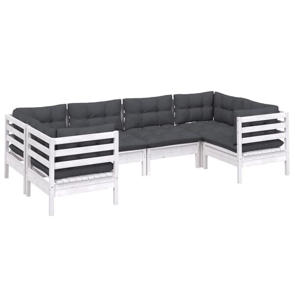 vidaXL Garden Lounge Set White, Anthracite