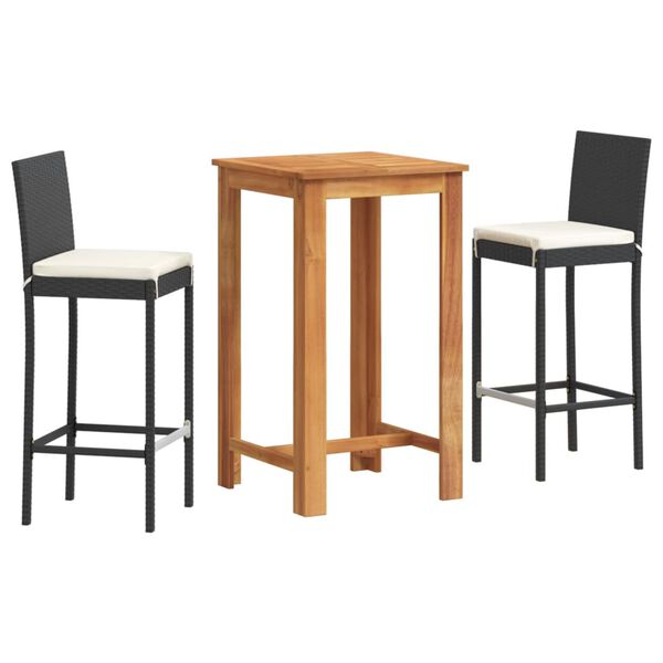 vidaXL Garden Bar Set Black, Cream White