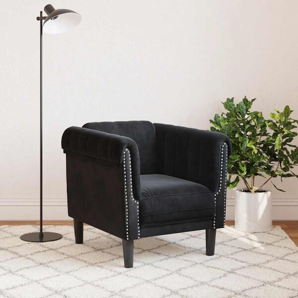 vidaXL Sofa Chair Black Velvet (100% polyester), plywood, solid wood