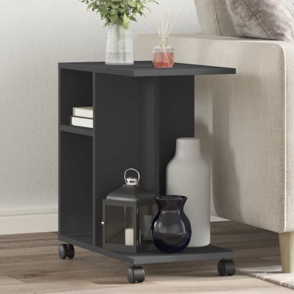 vidaXL Side Table Black Engineered wood 19.7 x 11.8 x 21.7 in Wheely