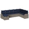 vidaXL Sofa Set with Cushion Manual 8 pcs Grey and Navy Poly Rattan