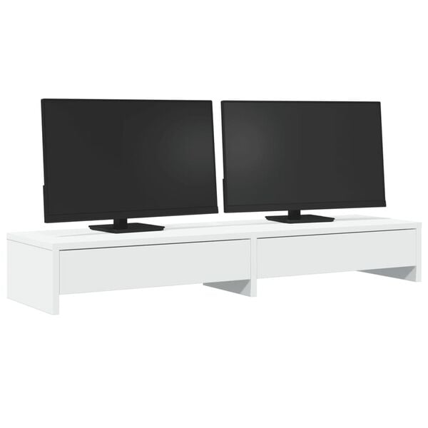 vidaXL Monitor Stand with Drawers White 39.4x10.6x5.9" Engineered Wood