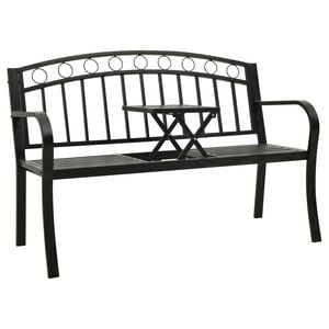 vidaXL Garden Bench Black Powder-coated steel Medium Durable