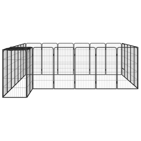 vidaXL Dog Playpen Black Powder-coated steel Large Dog Playpen