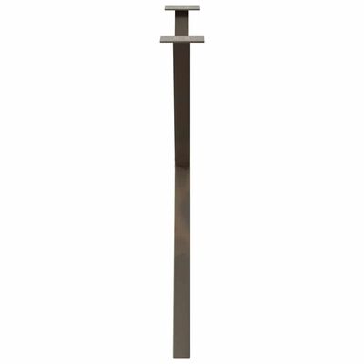 Vertical metal support post with top and bottom square plates for mounting.