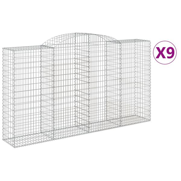vidaXL Gabion Basket Set of 9 Silver Galvanized iron