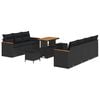 vidaXL Garden Sofa Set with Cushion with Storage Black Poly rattan