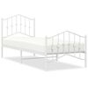 vidaXL Bed Frame White Powder-coated steel Twin Bed Frame Rectangular