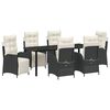 vidaXL Garden Dining Set with Cushion 7 pcs Black Poly Rattan