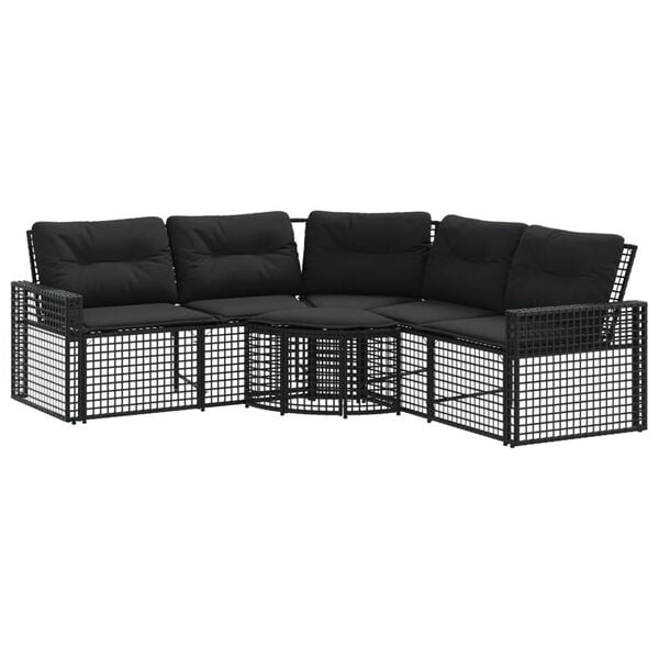 vidaXL Garden Sofa Black PE rattan, powder-coated steel, foam, polyester