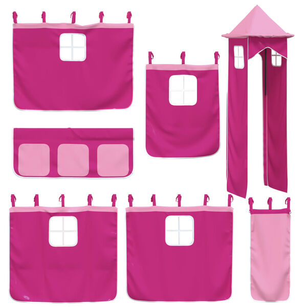 vidaXL Curtain for Loft Bed Pink 100% Polyester Fits loft bed Modern