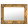 vidaXL Wall Mirror Gold Wood, glass, engineered wood 23.6 in x 15.7 in