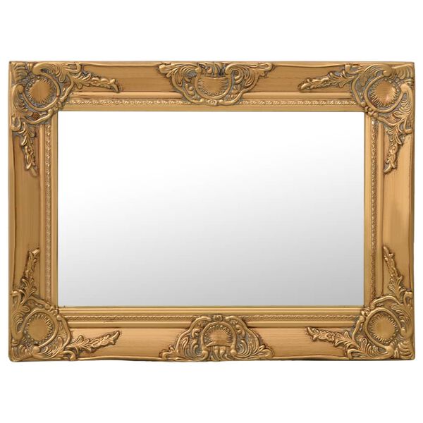 vidaXL Wall Mirror Gold Wood, glass, engineered wood 23.6 in x 15.7 in