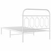 vidaXL Bed Frame White Steel Twin Bed Frame Rectangular Modern