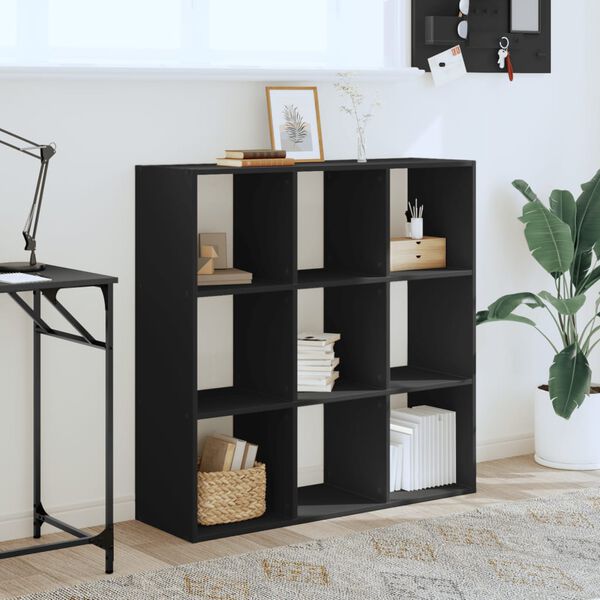 vidaXL Bookcase Black Engineered wood 40.2 in x 12.6 in x 40.2 in